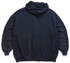 画像2: 00s USA製 JERZEES 無地 ペンキ飛び スウェット ジップパーカー 黒 3X★特大 フーディー ブランク (2)