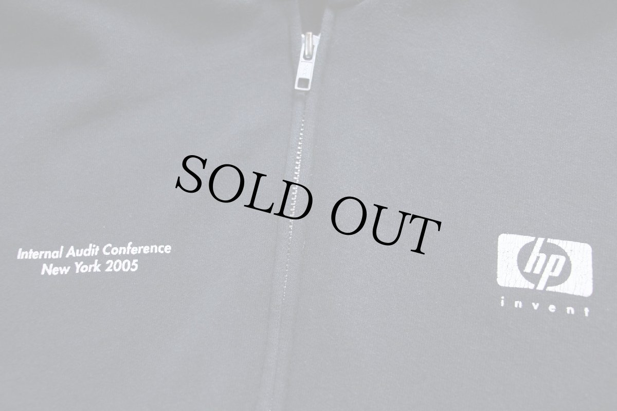 画像4: 00s Hanes Internal Audit Conference New York 2005 hp invent ロゴ スウェット ジップパーカー 黒 L★フーディー (4)