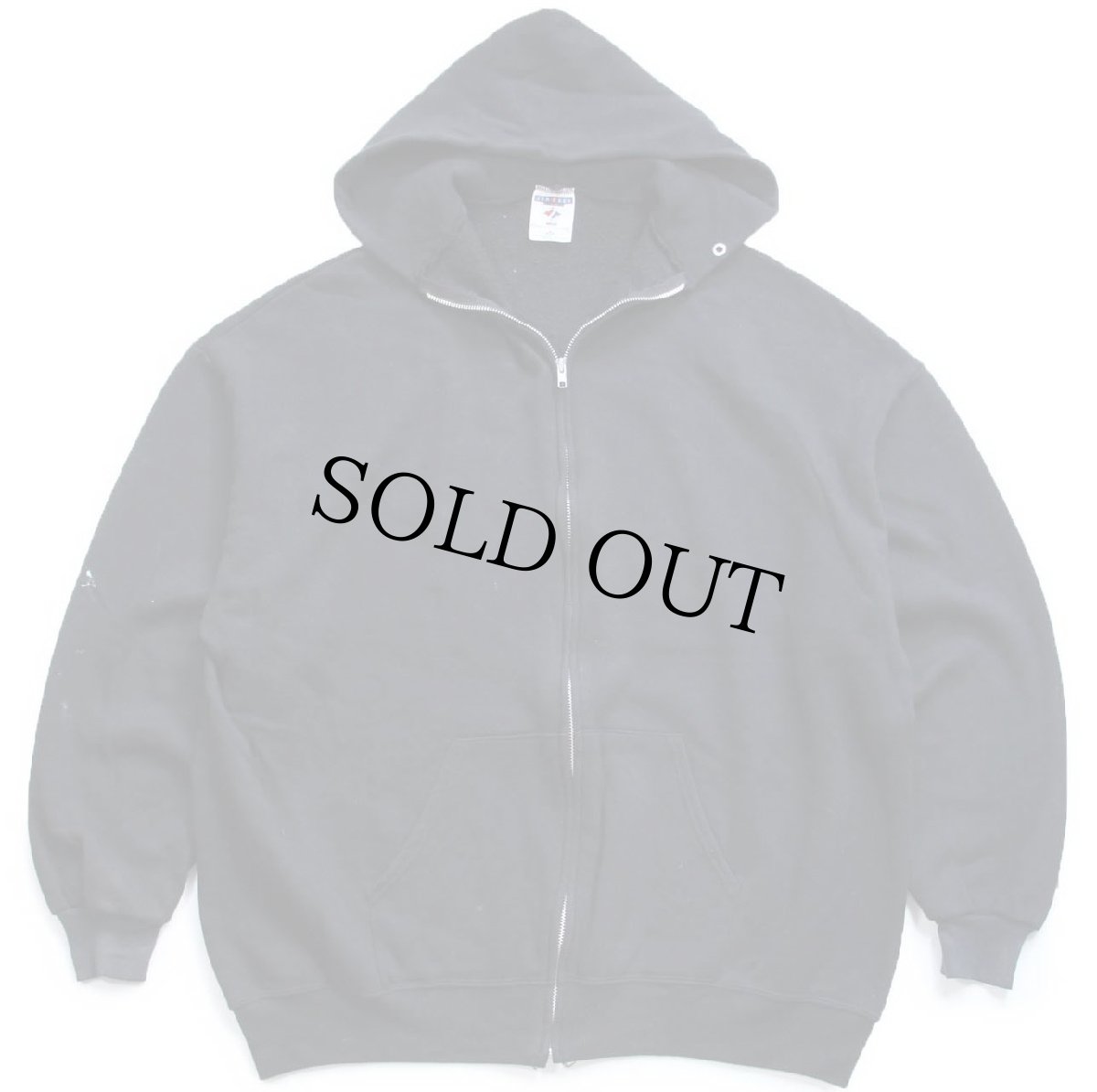 画像1: 00s USA製 JERZEES 無地 ペンキ飛び スウェット ジップパーカー 黒 3X★特大 フーディー ブランク (1)