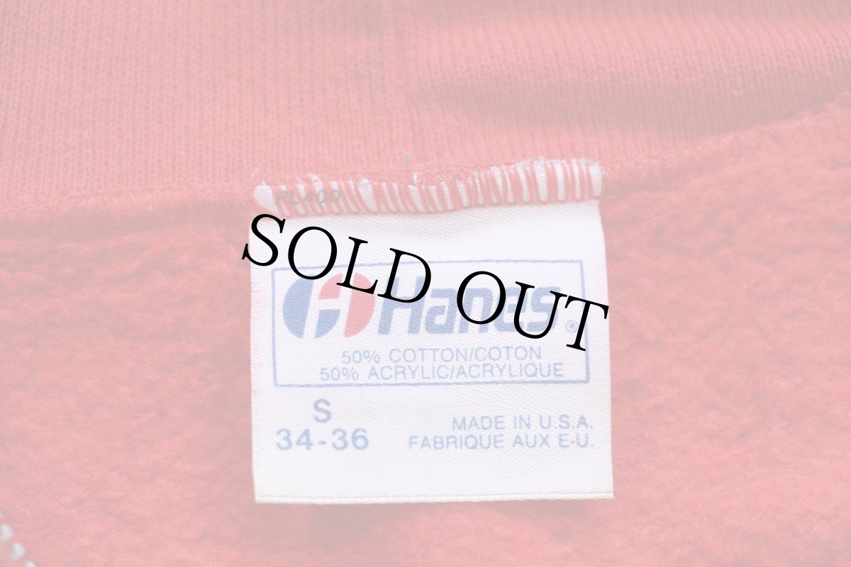 画像4: 80s USA製 Hanes 無地 スウェット ジップパーカー 赤 S★フーディー ブランク (4)