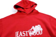 画像3: 80s USA製 EAGLES EASTWOOD マスコット ひび割れプリント スウェットパーカー 赤 XL★フーディー RUSSELLラッセル (3)
