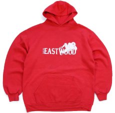 画像1: 80s USA製 EAGLES EASTWOOD マスコット ひび割れプリント スウェットパーカー 赤 XL★フーディー RUSSELLラッセル (1)