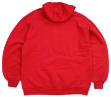 画像2: 80s USA製 EAGLES EASTWOOD マスコット ひび割れプリント スウェットパーカー 赤 XL★フーディー RUSSELLラッセル (2)