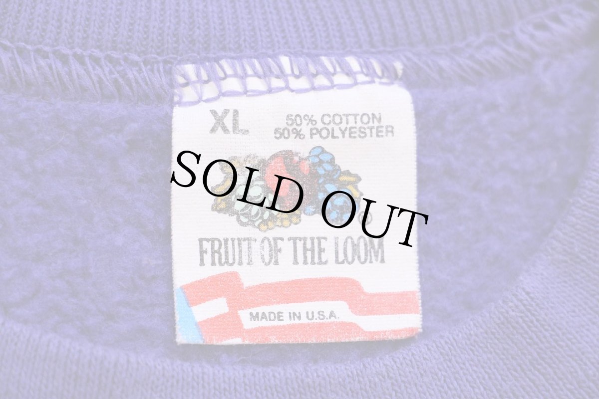 画像4: 80s USA製 FRUIT OF THE LOOM 無地 スウェット 紫 XL★ブランク (4)