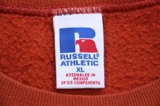 画像4: 90s メキシコ製 RUSSELLラッセル 無地 ペンキ飛び 前V スウェット レンガ XL★ブランク (4)