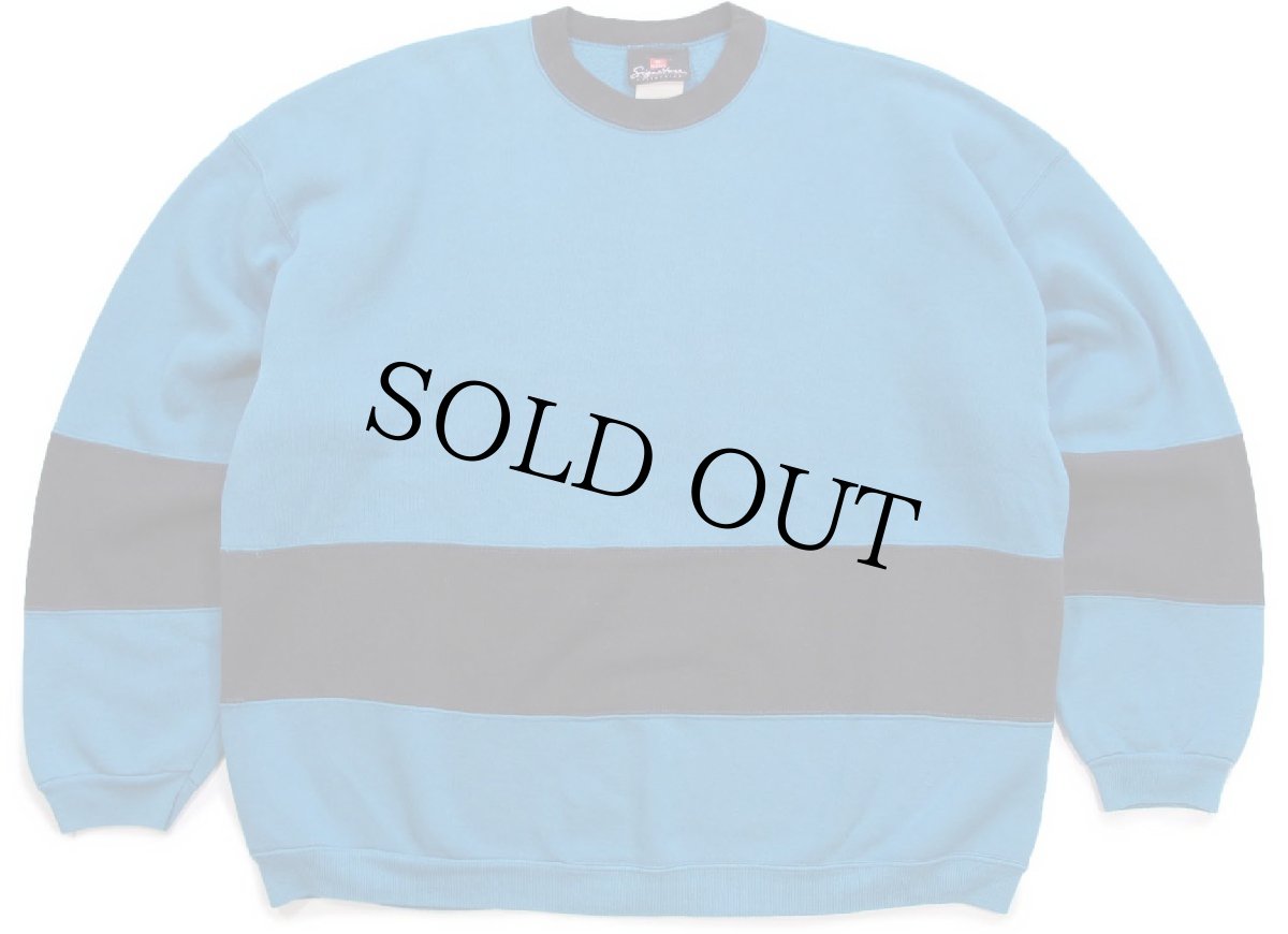 画像1: 90s USA製 Hanes Signature ツートン 切り替え スウェット 青×黒 XXL★特大 (1)