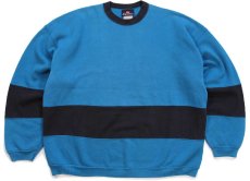 画像1: 90s USA製 Hanes Signature ツートン 切り替え スウェット 青×黒 XXL★特大 (1)