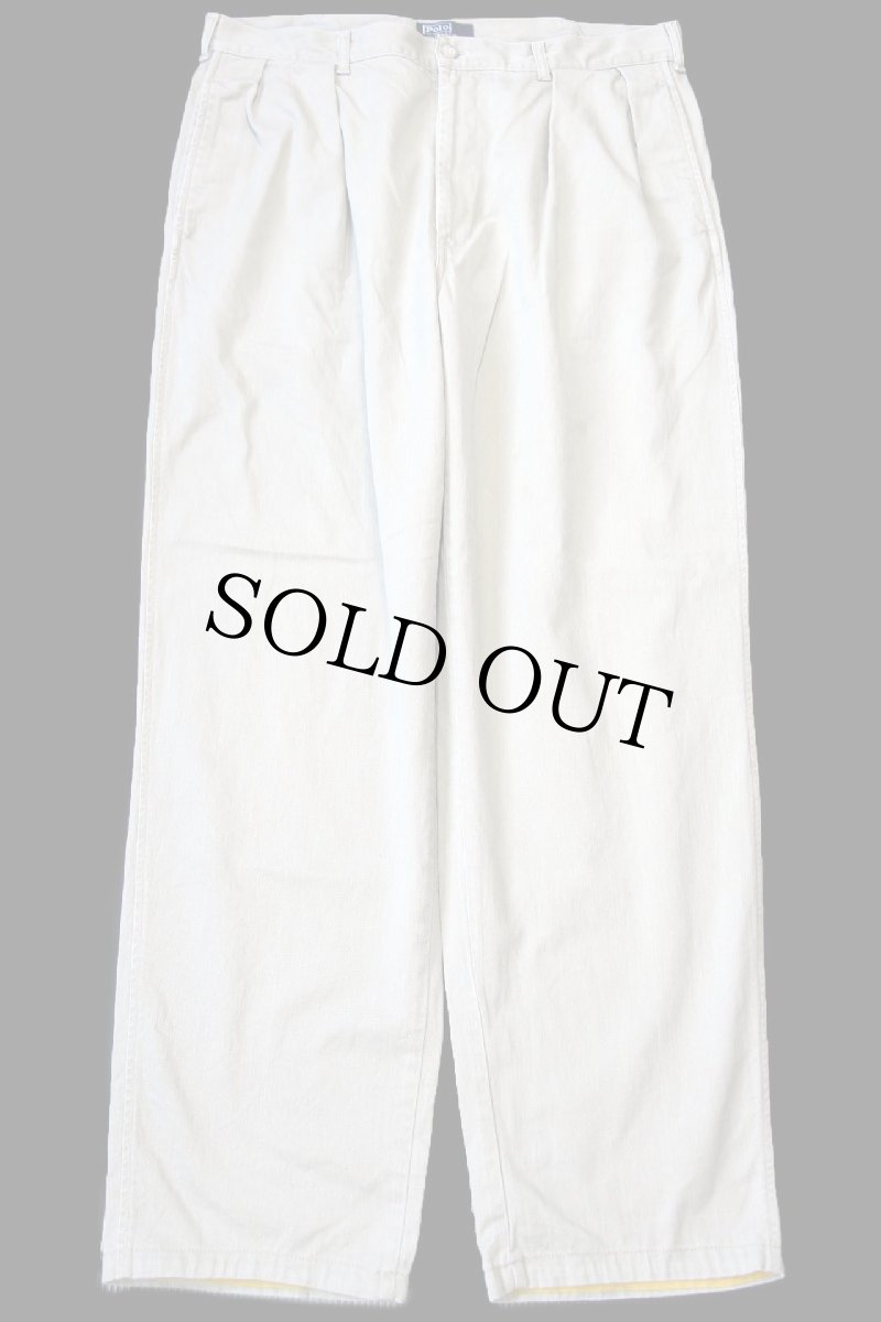 画像2: 90s USA製 ポロ ラルフローレン ツータック コットン チノパン カーキ W36 (2)