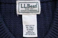 画像4: L.L.Bean 無地 ローゲージ コットンニット セーター 紺 XL-T (4)