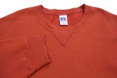 画像3: 90s メキシコ製 RUSSELLラッセル 無地 ペンキ飛び 前V スウェット レンガ XL★ブランク (3)