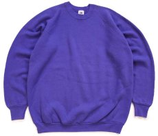 画像1: 80s USA製 FRUIT OF THE LOOM 無地 スウェット 紫 XL★ブランク (1)