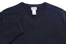 画像3: L.L.Bean 無地 Vネック コットンニット セーター 黒 XL-T (3)