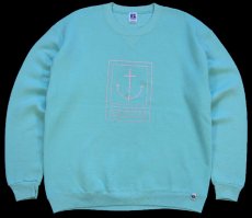 画像1: 80s USA製 RUSSELLラッセル AVALON アンカーマーク 前V スウェット ミント L (1)