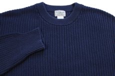 画像3: L.L.Bean 無地 ローゲージ コットンニット セーター 紺 XL-T (3)