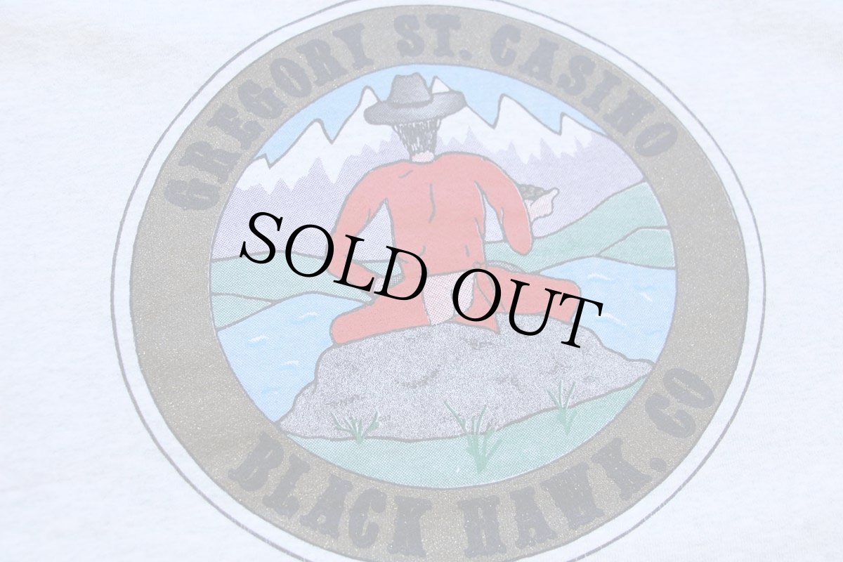 画像4: 90s USA製 GREGORY ST.CASINO BLACK HAWK.CO 両面プリント スウェット 杢ライトグレー L (4)