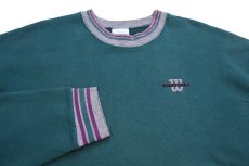 画像3: 90s USA製 Wilsonウィルソン ロゴ刺繍 リブライン スウェット 緑 XL (3)