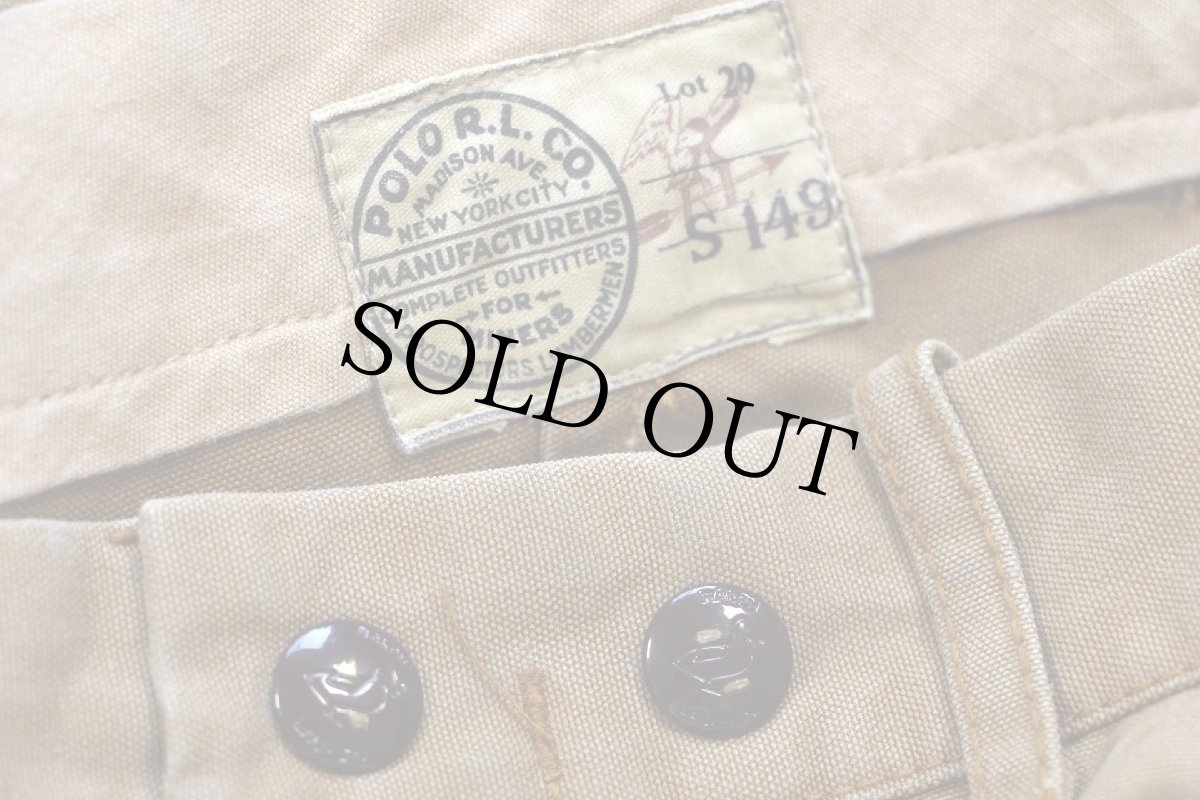 画像7: 00s ポロ ラルフローレン ダブルニー コットン ダック地 ワークパンツ 茶 W38★A (7)