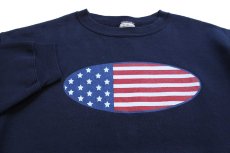 画像3: 90s USA製 Alore オーバル 星条旗柄 スウェット 濃紺 XL (3)