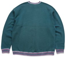 画像2: 90s USA製 Wilsonウィルソン ロゴ刺繍 リブライン スウェット 緑 XL (2)