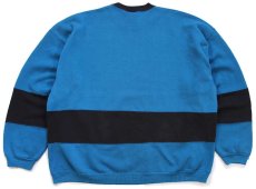 画像2: 90s USA製 Hanes Signature ツートン 切り替え スウェット 青×黒 XXL★特大 (2)