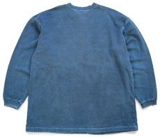 画像2: 90s USA製 McINTOSH & SEYMOUR 無地 ヘンリーネック コットン スウェット 後染め 青緑 XL★ピグメントダイ (2)