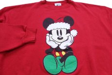 画像3: 90s USA製 Disney ディズニー ミッキー マウス クリスマス スウェット 赤 XL (3)