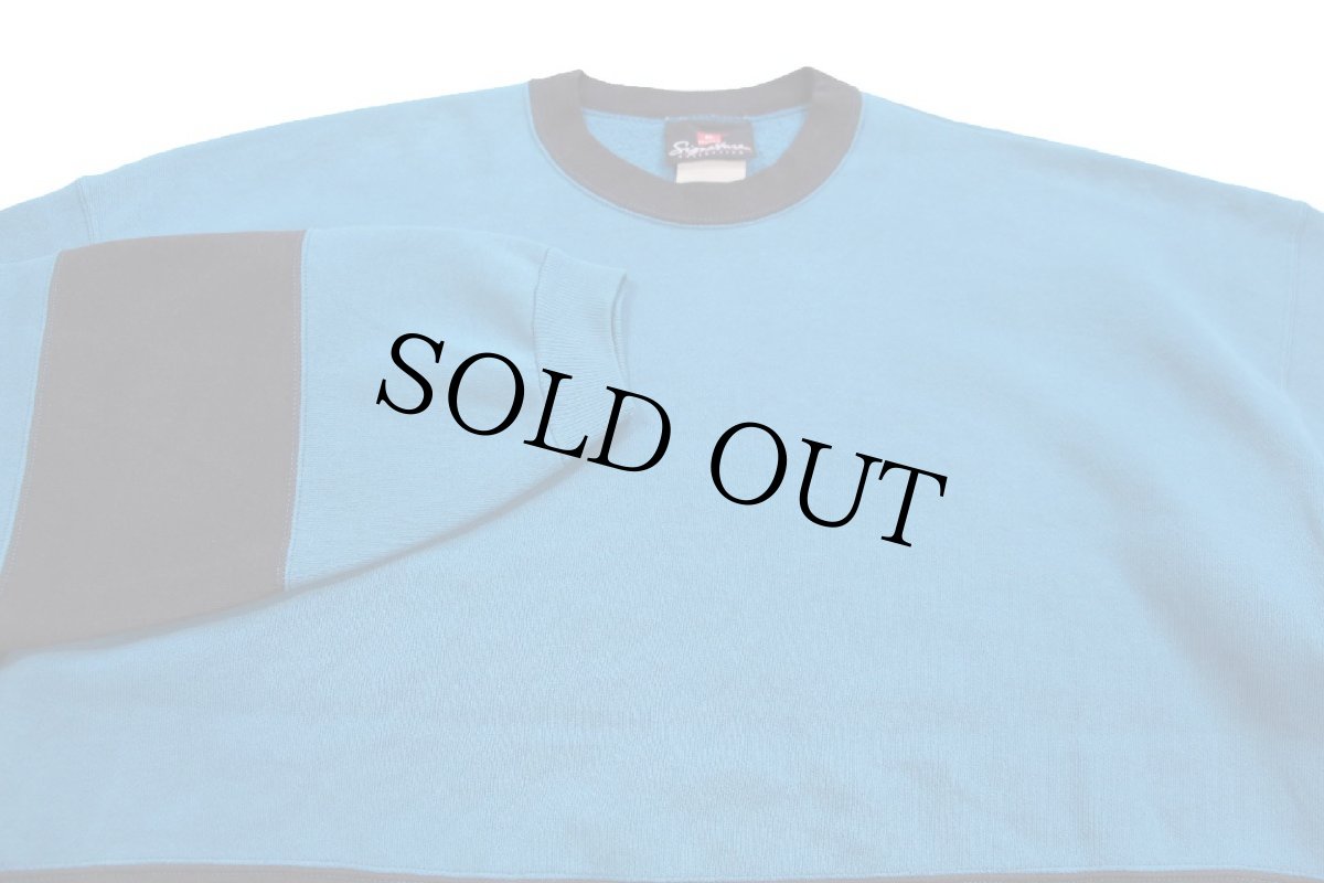 画像3: 90s USA製 Hanes Signature ツートン 切り替え スウェット 青×黒 XXL★特大 (3)