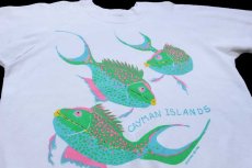 画像3: 80s USA製 CAYMAN ISLANDS 熱帯魚 アート スウェット 白 XL (3)