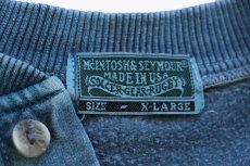 画像4: 90s USA製 McINTOSH & SEYMOUR 無地 ヘンリーネック コットン スウェット 後染め 青緑 XL★ピグメントダイ (4)