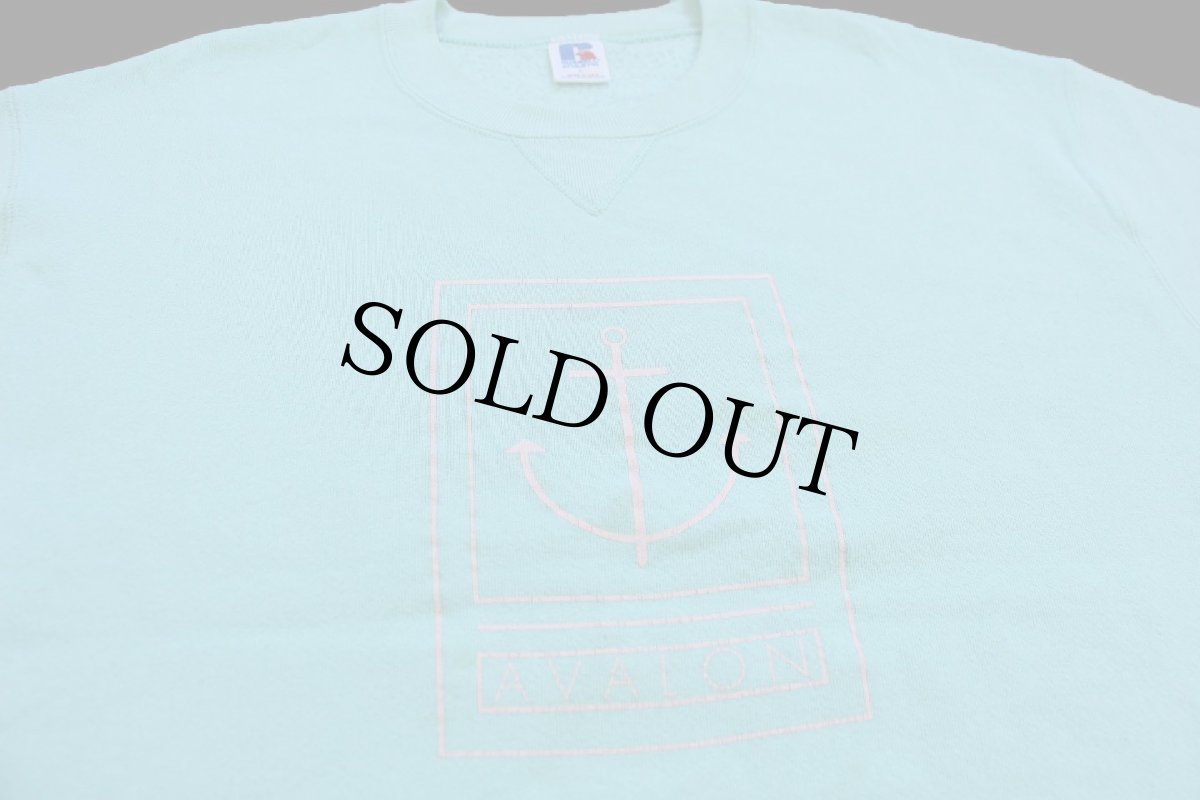 画像3: 80s USA製 RUSSELLラッセル AVALON アンカーマーク 前V スウェット ミント L (3)