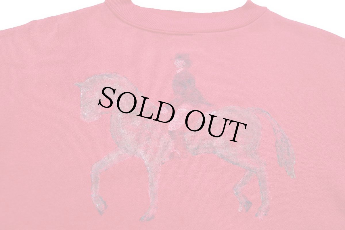 画像3: 90s USA製 乗馬 ハンドペイント アート スウェット 赤 フェード M (3)