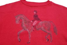 画像3: 90s USA製 乗馬 ハンドペイント アート スウェット 赤 フェード M (3)