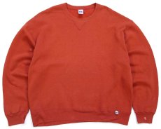 画像1: 90s メキシコ製 RUSSELLラッセル 無地 ペンキ飛び 前V スウェット レンガ XL★ブランク (1)