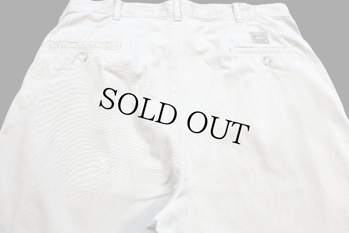 画像5: 90s USA製 ポロ ラルフローレン ツータック コットン チノパン カーキ W36 (5)