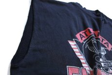 画像5: 90s USA製 NFL ATLANTA FALCONS アメフト ひび割れプリント カットオフ ノースリーブ スウェット 黒 フェード XL (5)