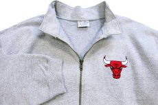 画像3: 90s USA製 The Cotton Exchange NBA CHICAGO BULLS シカゴ ブルズ 刺繍 スタンドカラー ハーフジップ スウェット 杢グレー XL (3)