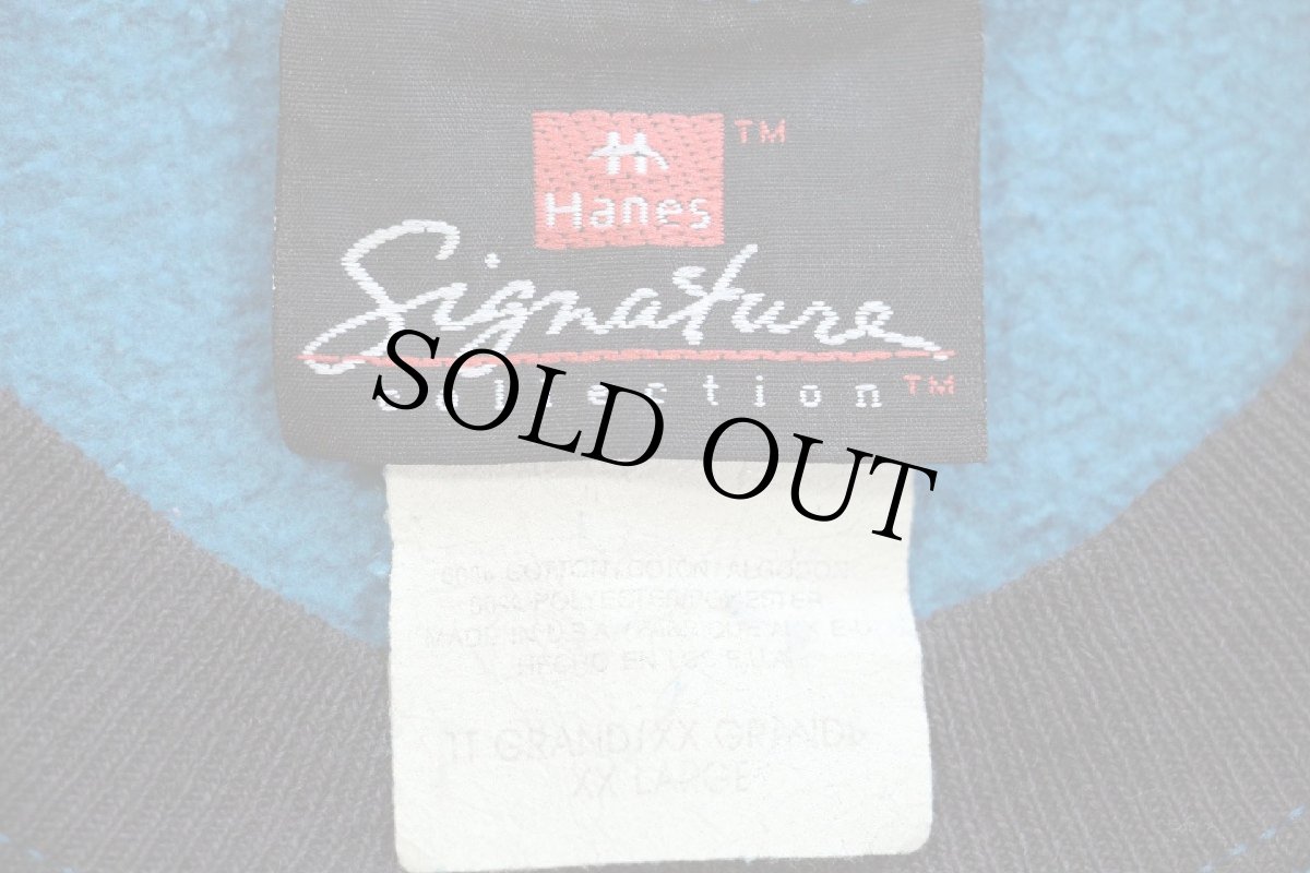 画像4: 90s USA製 Hanes Signature ツートン 切り替え スウェット 青×黒 XXL★特大 (4)