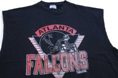 画像3: 90s USA製 NFL ATLANTA FALCONS アメフト ひび割れプリント カットオフ ノースリーブ スウェット 黒 フェード XL (3)