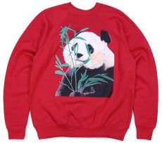 画像1: 90s Tultex パンダ アート スウェット 赤 M (1)