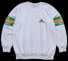 画像1: 80s オーストラリア製 AUSTRALIAN World Expo 88 マスコット オール染み込みプリント スウェット 白 XL (1)