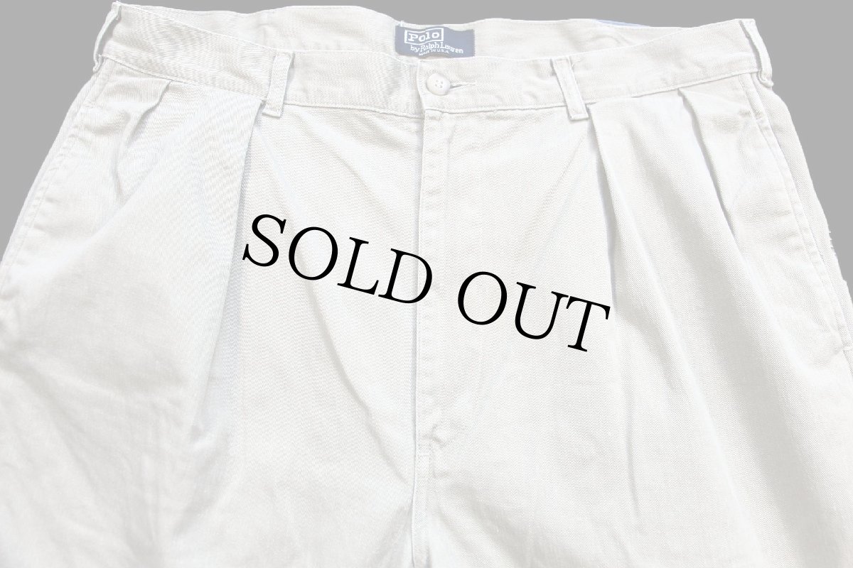 画像4: 90s USA製 ポロ ラルフローレン ツータック コットン チノパン カーキ W36 (4)