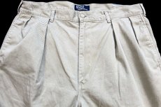 画像4: 90s USA製 ポロ ラルフローレン ツータック コットン チノパン カーキ W36 (4)