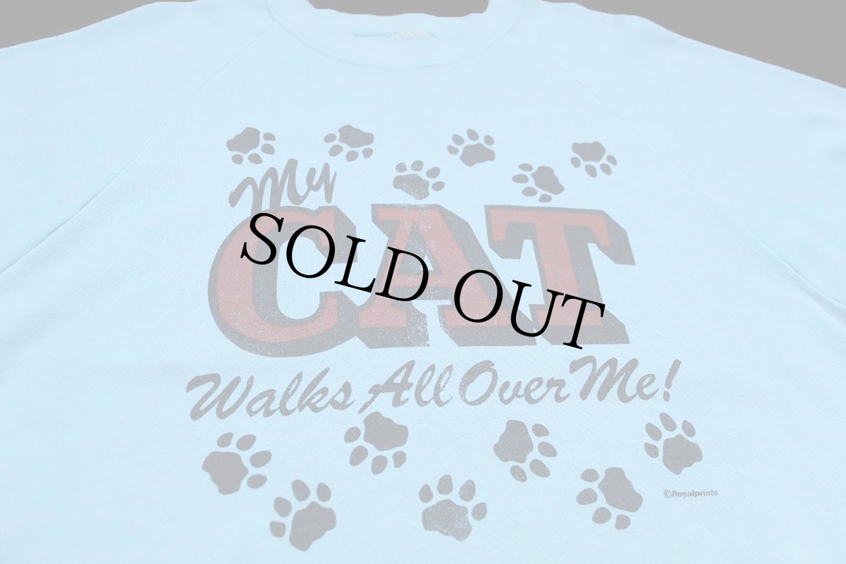 画像3: 80s My CAT Walks All Over Me! 足型 スウェット 水色 (3)