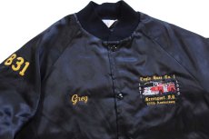 画像3: 90s USA製 Eagle Hose Co. Greenport F.D. fire truck 消防車 刺繍 キルティングライナー ナイロンジャケット 黒 L (3)