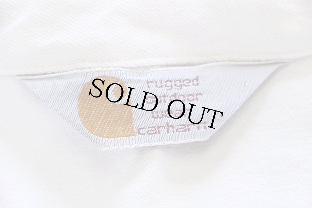 画像4: 80s carharttカーハート ワンポイント コットン ワークシャツ 生成り (4)