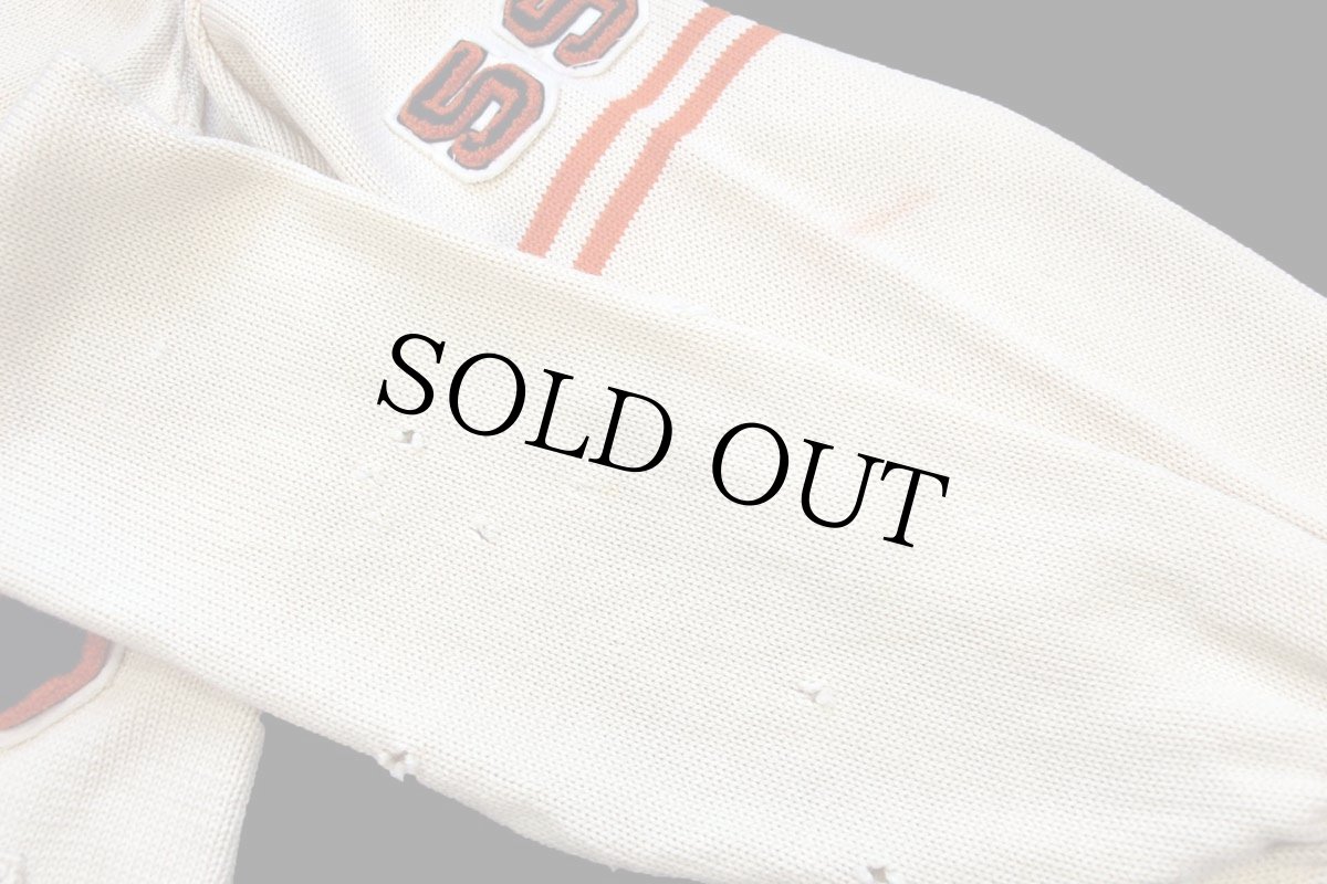 画像6: 50s Colorado Don パッチ&ピンズ付き パチポケ ウールニット レタードカーディガン ボロ アイボリー (6)