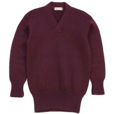 画像1: 40s IMPERIAL Vネック ローゲージ ウールニット レタードセーター バーガンディ 40 (1)