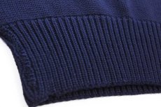 画像6: 40s UNKNOWN Vネック エルボーパッチ付き ローゲージ ウールニット レタードセーター 濃紺 (6)