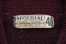 画像4: 40s IMPERIAL Vネック ローゲージ ウールニット レタードセーター バーガンディ 40 (4)