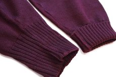 画像7: 50s Lamb Knit ウールニット レタードカーディガン ワインレッド (7)